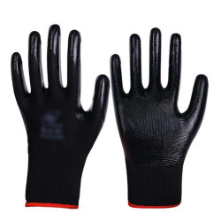 12 Pairs Black Nitrile Rubber Coated Work Gloves Nylon Working Gloves for Men