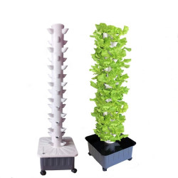 DIY Green Garden 15 Layer 45 Plants Sites Vertical Hydroponic Tower with Pump and Movable Water Tank