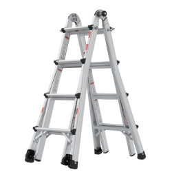 Aluminum Multi-Position Ladder with Wheels, 300 lbs Weight Rating, 17 FT