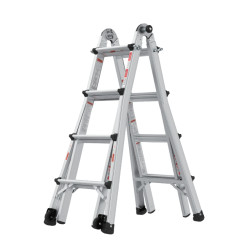 Aluminum Multi-Position Ladder with Wheels, 300 lbs Weight Rating, 17 FT