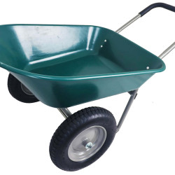 Dual-Wheel Home Garden Yard Utility Wheelbarrow Cart with Built-in Stand